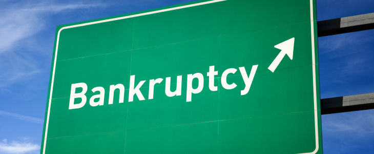 A sign that says bankruptcy